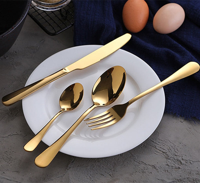 Golden Luxury Tableware Set Stainless Steel Cutlery Set 30Pcs | Cutlery Set | | The Brand Decò