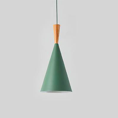 Modern Nordic Pendant Light Iron Lampshade Wood LED Hanging Lamp | hanging lights | A type green | The Brand Decò