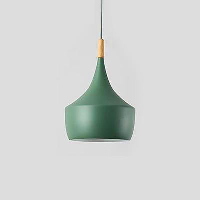Modern Nordic Pendant Light Iron Lampshade Wood LED Hanging Lamp | hanging lights | C type green | The Brand Decò