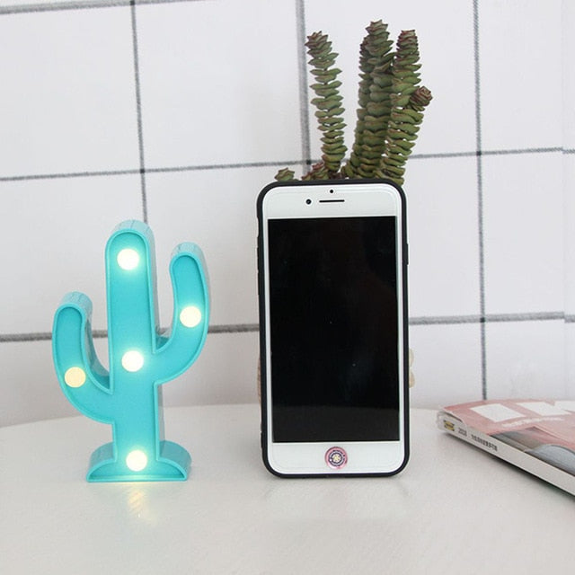Cartoon Table Night Light LED Lamp | Deco | Blue cactus | The Brand Decò